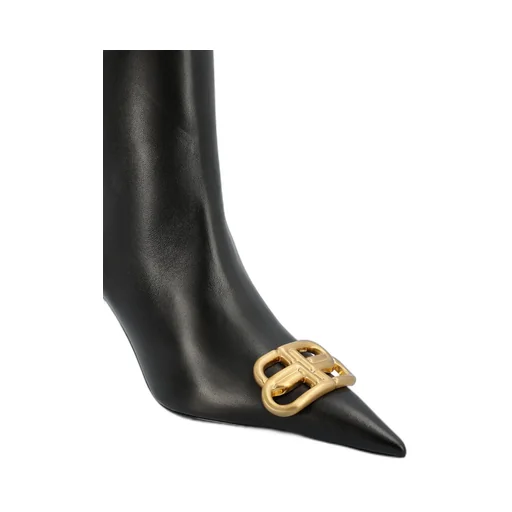 Logo Plaque Pointed-Toe Ankle Boots