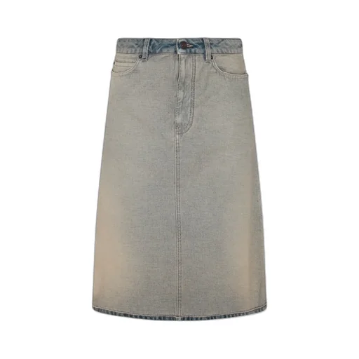 Vintage Effect Denim Midi Skirt