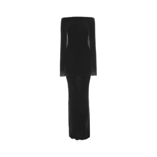Off-Shoulder Long-Sleeved Maxi Dress