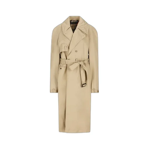 Patterned Checkered Oversized Trench Coat