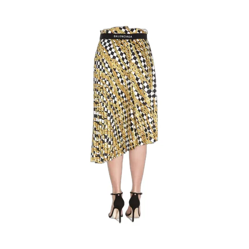 Pleated Printed Skirt