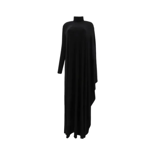 Drape Panel Asymmetric Long Dress