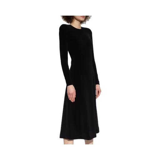 Crewneck Pleated Long-Sleeved Dress