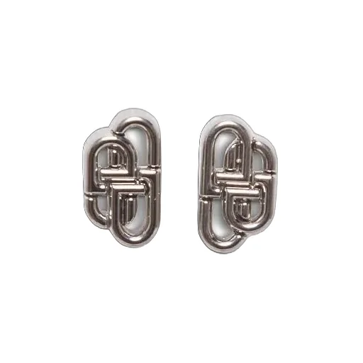 Logo Engraved Monogram Stud Earrings