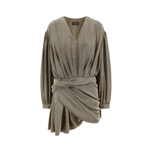 V-Neck Draped Long-Sleeve Dress