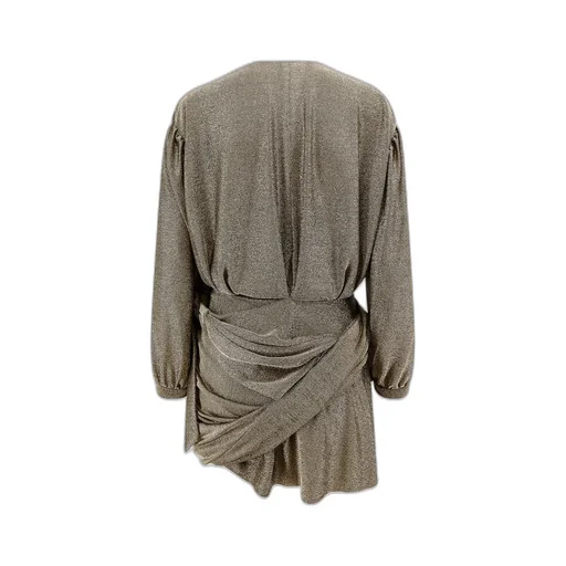 V-Neck Draped Long-Sleeve Dress