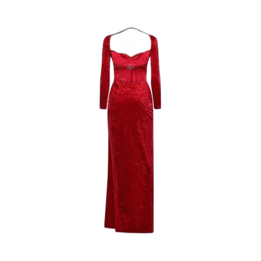 Draped Velvet Maxi Dress