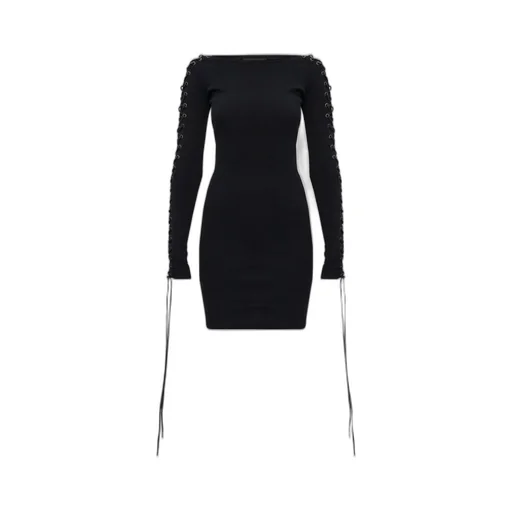 Lace-Up Long-Sleeved Dress