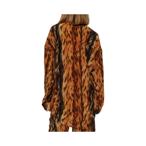 Fur Print Collared Long-Sleeve Shirt