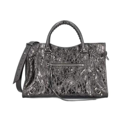 Metallic Embossed Top Handle Bag