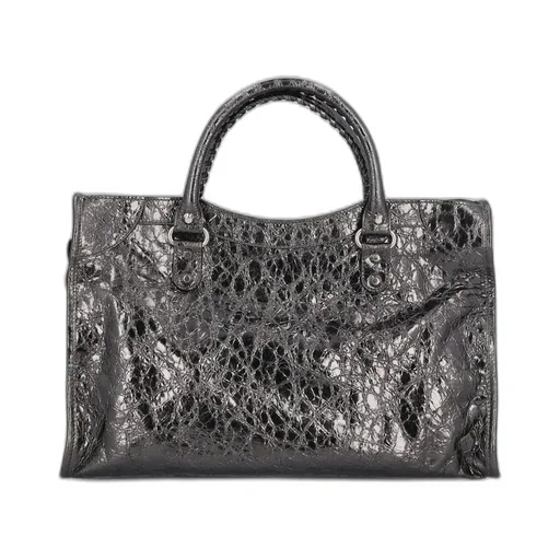 Metallic Embossed Top Handle Bag