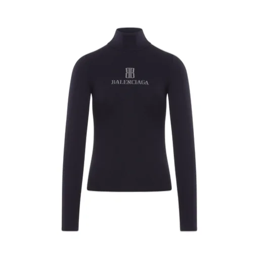 Logo Intarsia Turtleneck Knit Top