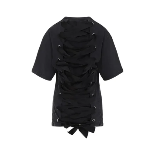 Lace-Up Back Crewneck T-Shirt