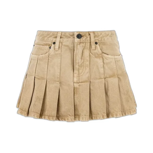 Pleated Denim Mini Skirt