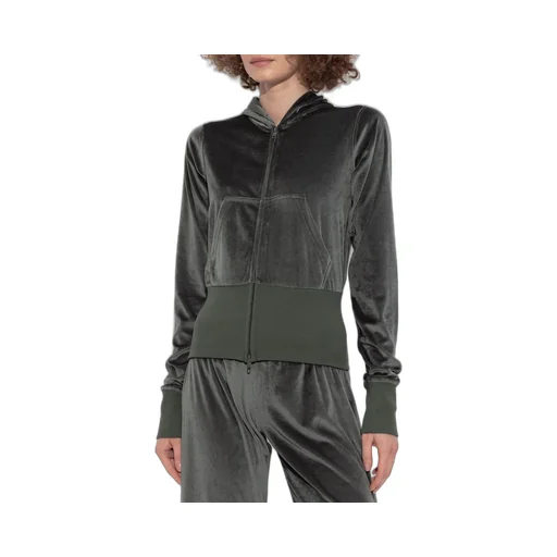 Velvet Zip-Up Hooded Jacket