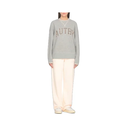 Check-Pattern Embroidered Long Sleeved Sweatshirt