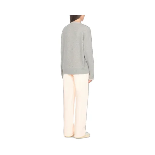 Check-Pattern Embroidered Long Sleeved Sweatshirt