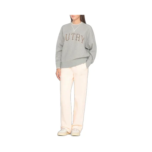 Check-Pattern Embroidered Long Sleeved Sweatshirt