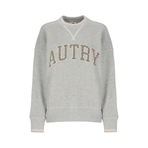 Check-Pattern Embroidered Long Sleeved Sweatshirt