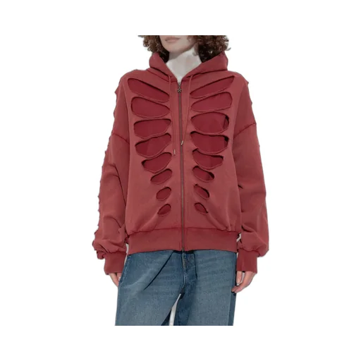 Cut-Out Zip-Up Sweater