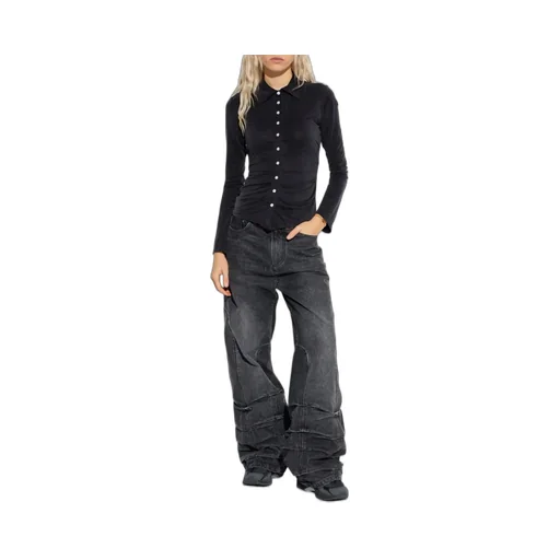 Draped Button-Up Top