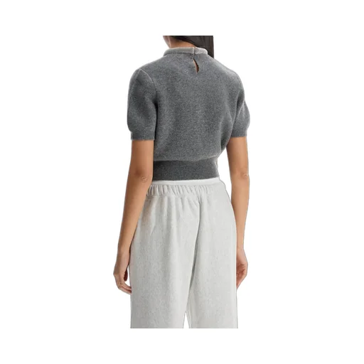 Embellished-Neck Short-Sleeve T-Shirt