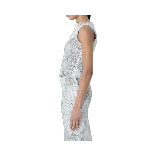 Printed Mock-Neck Tank Top