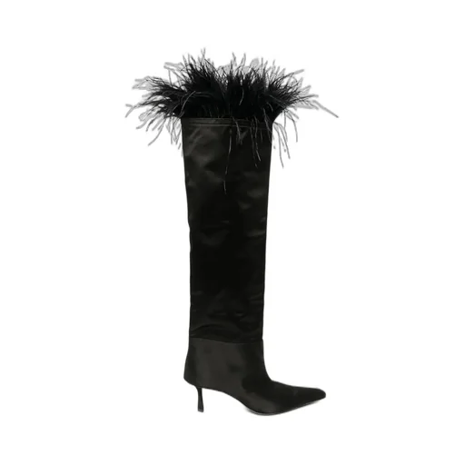 Fluffy Detailed Pointed-Toe Boots