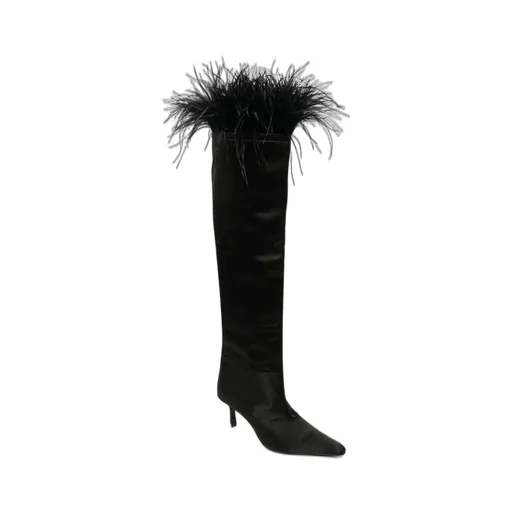 Fluffy Detailed Pointed-Toe Boots