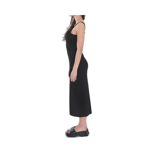 3D Logo Mesh Sleeveless Midi Dress