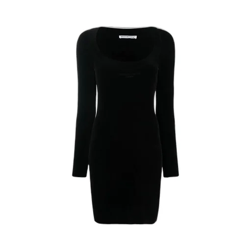 Logo Embroidered Long-Sleeved Dress