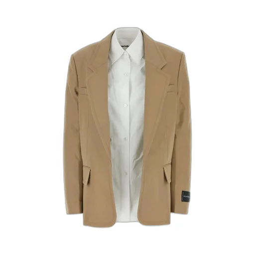 Pre-Styled Layered Logo Patch Single-Breasted Blazer