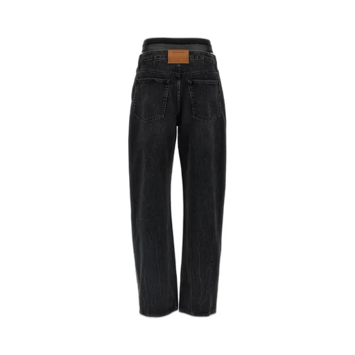 Pre-Styled Straight-Leg Slit-Hem Jeans