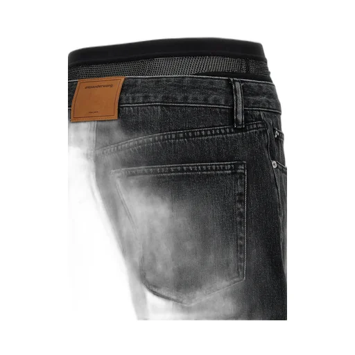 Pre-Styled Straight-Leg Slit-Hem Jeans
