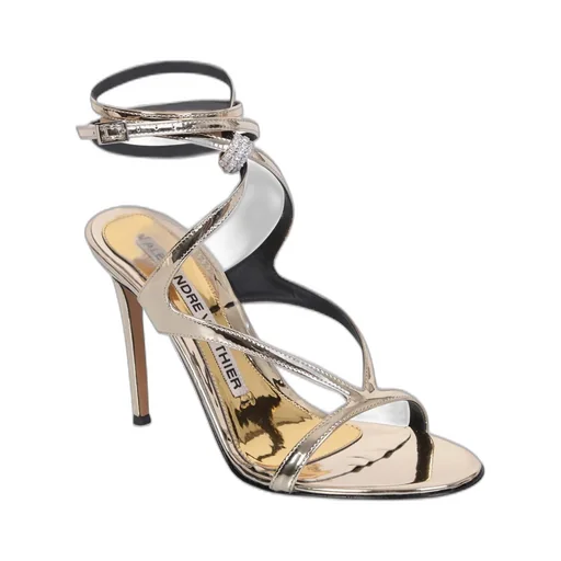 Metallic Effect Ankle Strap Sandals
