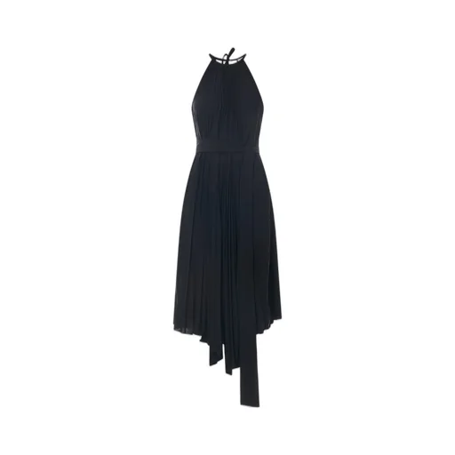 Halterneck Pleated Midi Dress