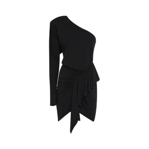 Ruched Detail One Shoulder Mini Dress