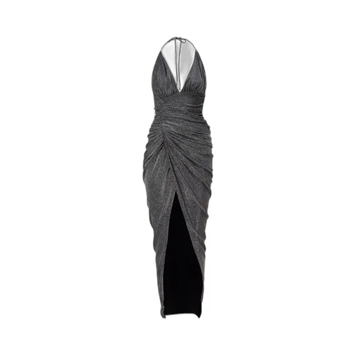 Halterneck Draped V-Neck Dress