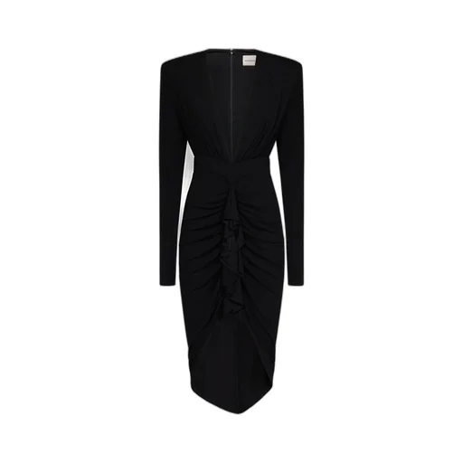 Gathered V-Neck Midi Dress