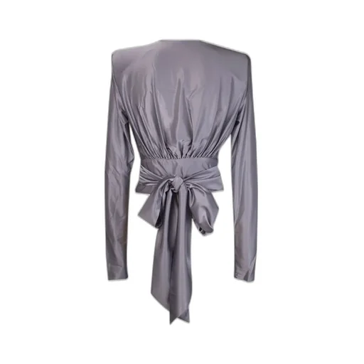 V-Neck Tied Waist Ruched Blouse
