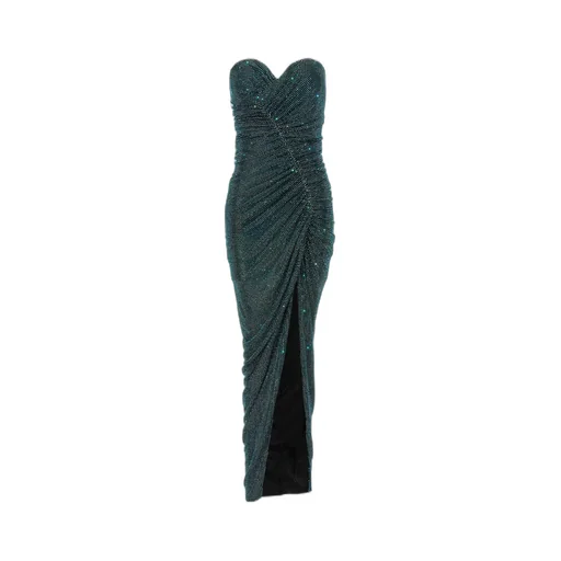 Embellished Ruched Strapless Maxi Dress