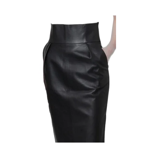 High-Waist Zipped Midi Skirt