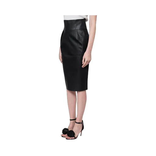 High-Waist Zipped Midi Skirt