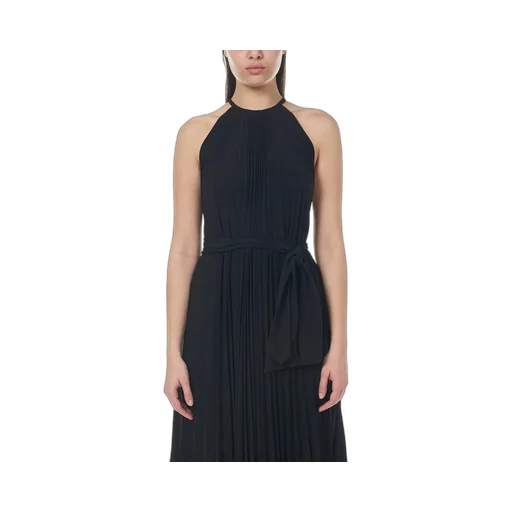 Halterneck Pleated Midi Dress