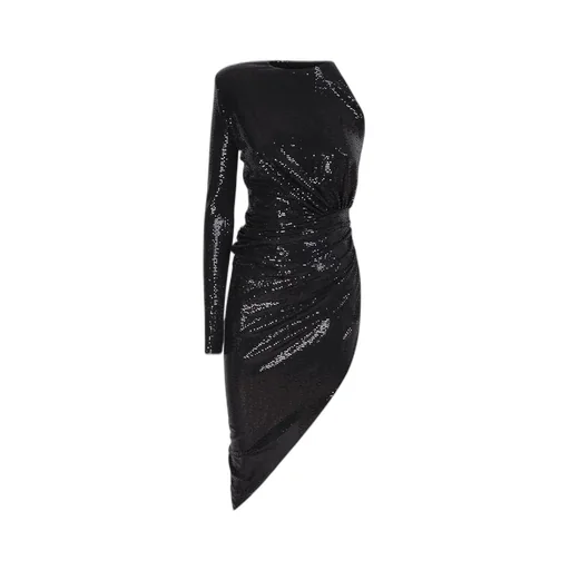 Embellished One-Shoulder Asymmetric Dress