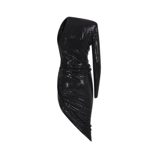 Embellished One-Shoulder Asymmetric Dress