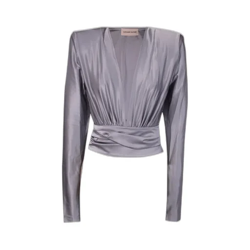 V-Neck Tied Waist Ruched Blouse