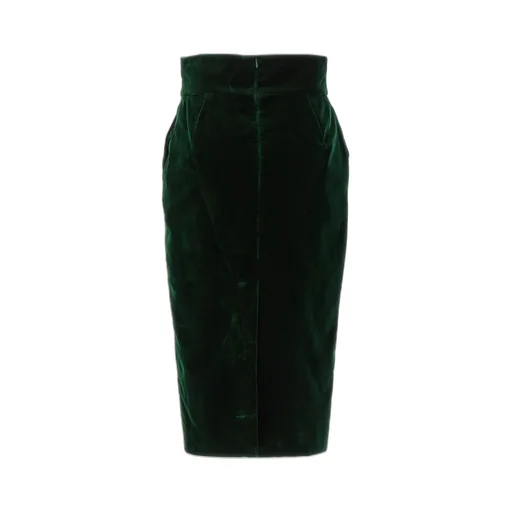 High Waist Velvet Midi Skirt