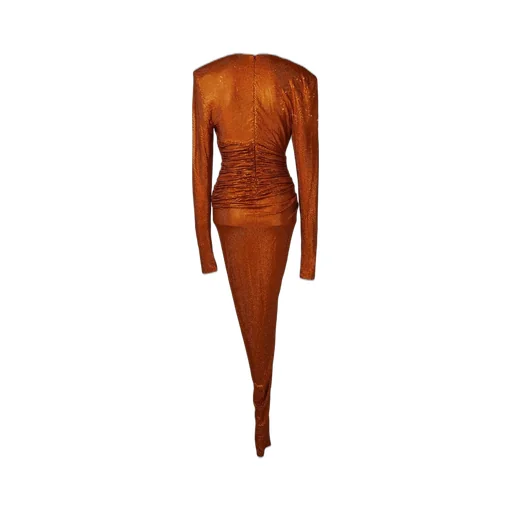 Embellished V-Neck Ruched Gown