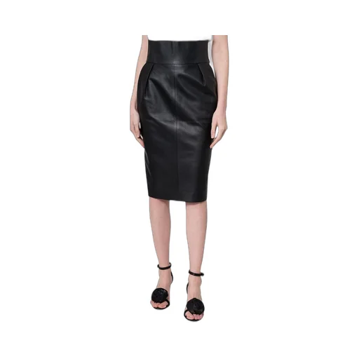 High-Waist Zipped Midi Skirt
